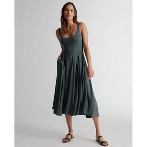 Quince Fit & Flare Tank Midi Dress NWT – Small – Green – Sustainable Wardrobe
